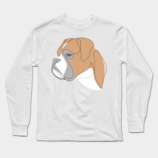 Boxer - one line drawing with colour Long Sleeve T-Shirt